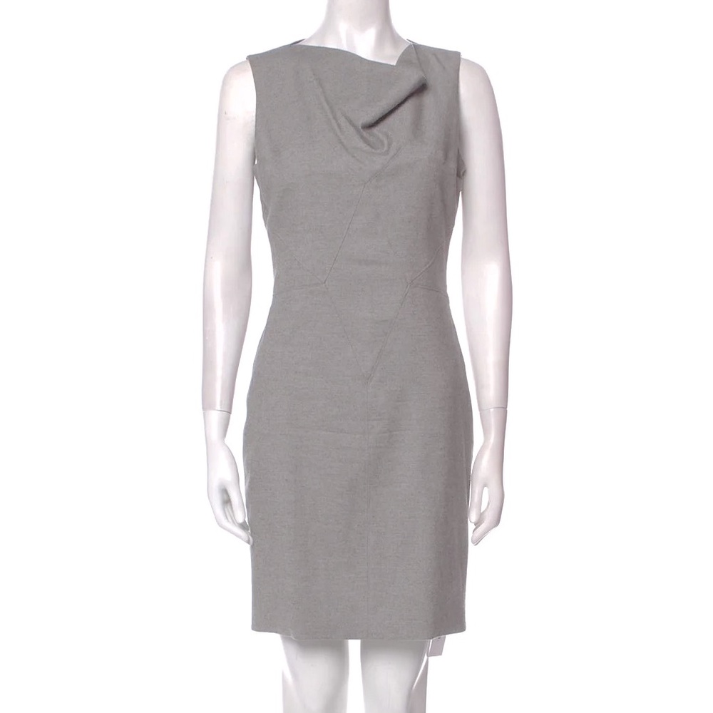 HELMUT LANG VIRGIN WOOL SLEEVELESS SHIFT DRESS OFFICE MINIMALIST EDGY Gray 6
